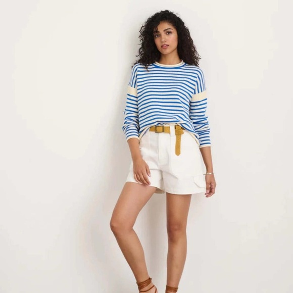 Alex Mill Mariner Roll Neck Sweater in Ultramarine and Ivory - Picture 2 of 15